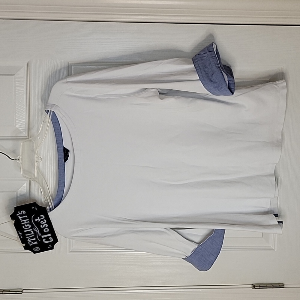 Nautical Top White XXL 3/4 Sleeve